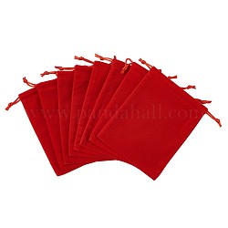 Мешки ювелирных изделий бархата, сумки ко дню матери, темно-красный, 16x12 см