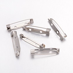 Accessori di spilla di ferro, indietro pin bar, con due fori, platino, 30x6mm, Foro: 2 mm, ago :1mm