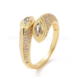 Открытое кольцо-манжета с прозрачным кубическим цирконием и конским глазом, украшения из латуни для женщин, золотые, внутренний диаметр: 18 мм