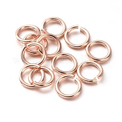Экологически чистое вакуумное покрытие и долговечные открытые прыжковые кольца из латуни, розовое золото , 19 датчик, 7x0.9 мм, внутренний диаметр: 5.4 мм
