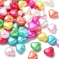 200 pz abs plastica imitazione perle perle, cuore, colore misto, 9mm