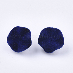 Reperti di orecchini a bottone in ferro flocky, con perni e anello in acciaio, blu, 16x16mm, Foro: 3 mm, ago :0.8mm