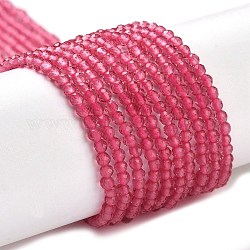 Transparent Glass Beads Strands, Faceted Round, Camellia, 2x2mm, Hole: 0.6mm, about 184pcs/strand, 14.49''(36.8cm)