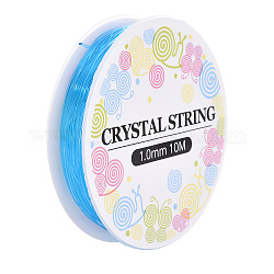 Hilo de cristal elástico, cordones para rebordear joyas, para hacer la pulsera elástica, azul claro, 1.0mm, aproximamente 5.5 m / rollo