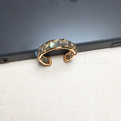 Кольца-манжеты из сплава с натуральным лабрадоритом FS-WG034C3-04-1