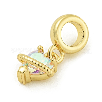 Стойка покрытие латунь pave прозрачный ab кубический цирконий сердце воздушный шар европейские подвески KK-Z067-42G-1