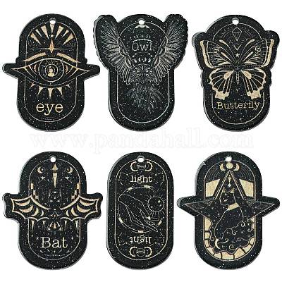 12 шт. 6 стиля непрозрачных темных акриловых подвесок OACR-CJ0002-09-1