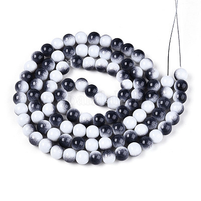 Нити двухцветных непрозрачных стеклянных бусин DGLA-Q027-8mm-04-1