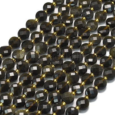 Естественный золотистый отлив обсидиан бисер пряди G-K389-B80-01-1