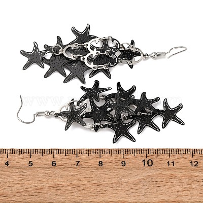 Серьги-подвески в виде морских звезд из нержавеющей стали 430 EJEW-A137-11EB-1