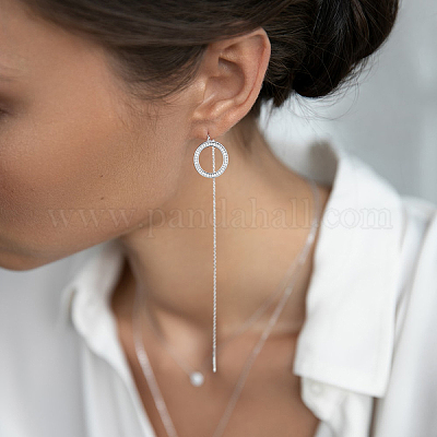 925 комплект из кулона и сережек из стерлингового серебра с микропаве из прозрачных кубических цирконий KG6962-3-1