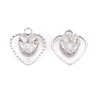 Латунные микропаве прозрачные подвески с фианитом KK-Q253-001P-B-1