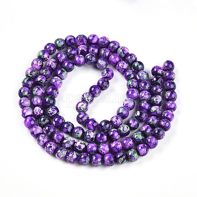 Выпечка окрашенные стеклянные бусины пряди DGLA-N003-8mm-A07-1