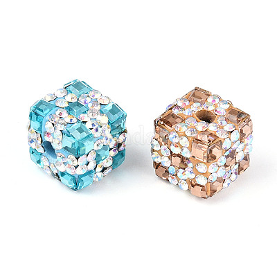 Бусины из полимерной глины со стразами и квадратным акрилом CLAY-T022-03A-1