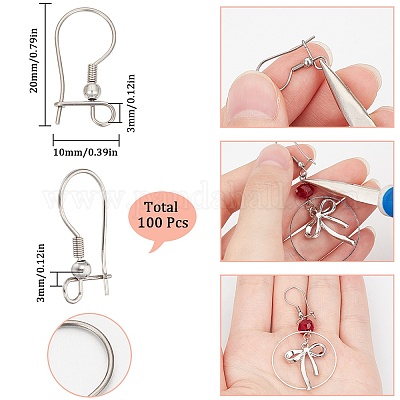 100 шт. фурнитура для сережек-колец из хирургической нержавеющей стали 316L STAS-SC0008-52-1