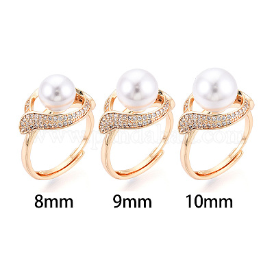 Латунные микро-паве прозрачные кубические цирконии регулируемые настройки колец KK-T076-77G-1