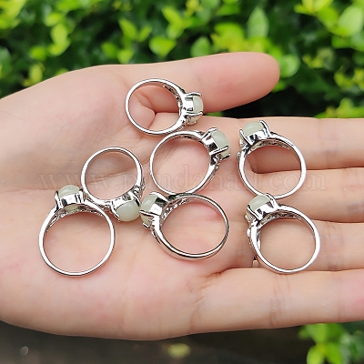 Овальное кольцо на палец из синтетического светящегося камня LUMI-PW0001-116-1