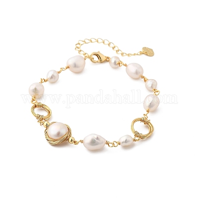 Жемчужные браслеты из бисера BJEW-P350-02G-1