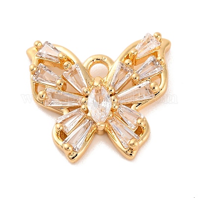 Латунные микропаве прозрачные подвески с фианитом KK-C076-18G-1