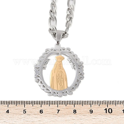 Кольцо с подвеской Девы Марии 201 из нержавеющей стали для мужчин и женщин NJEW-K283-23G-1