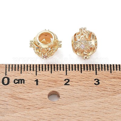 Реечное покрытие латунь микро паве кубический цирконий европейские бусины KK-B078-08G14-1