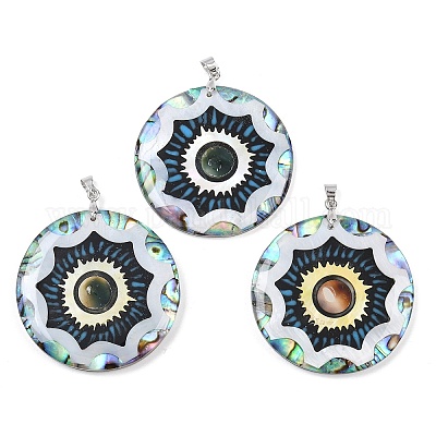 Подвески для глаз из натуральных черных ракушек-губ KK-C135-02P-1