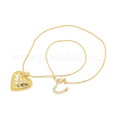 Ожерелья с подвесками из латуни с прозрачным кубическим цирконием NJEW-M220-01C-G-1