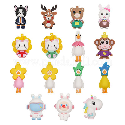 15 шт. 15 стиля непрозрачной смолы большие подвески RESI-CA0001-65-1