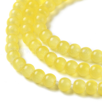 Выпечки окрашены имитация нефрита стекловолокна круглый шарик DGLA-Q021-4mm-24-1