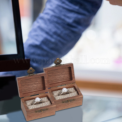 Прямоугольные старинные деревянные ящики для хранения колец CON-WH0087-85B-1