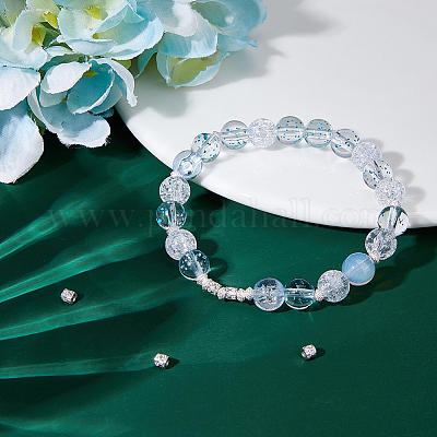 5 шт. 925 бусины-разделители из стерлингового серебра с микропаве из прозрачного кубического циркония STER-DC0001-86-1