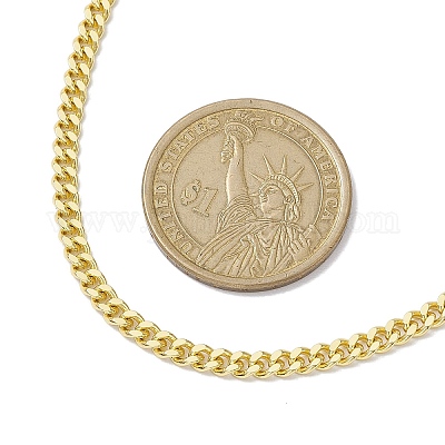 真鍮製カーブチェーンネックレス ゴールドカラー 17.60インチ（44.7cm