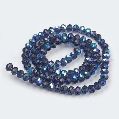 Стеклянные бусины с гальваническим покрытием  EGLA-A034-T8mm-L15-1