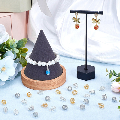 108 шт. 3-х цветные спиральные подвески из нержавеющей стали в виде клетки для бусин STAS-CN0001-59-1