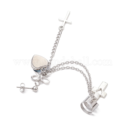 Серьги-гвоздики в форме рыбьей чешуи из сплава EJEW-JE06230-1