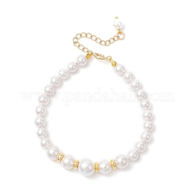 Браслеты из круглых бусин с ракушечным жемчугом для женщин BJEW-JB11923-1