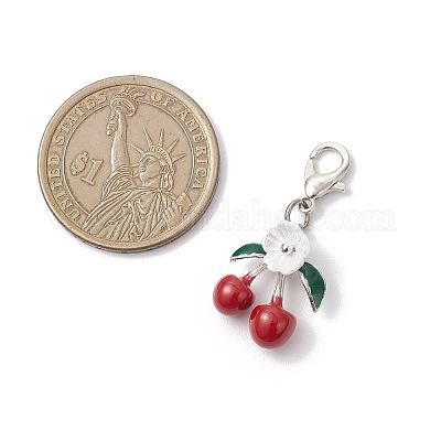 Подвеска из сплава эмали вишни украшения HJEW-JM04104-1