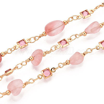 Квадратные звенья латунных стеклянных цепей ручной работы CHC-T017-03-1