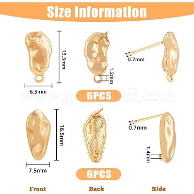 12 шт. 2 стильные латунные серьги-гвоздики KK-FH0004-95-1