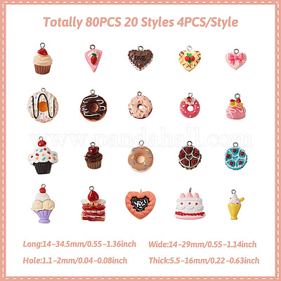 80шт 20 стиля непрозрачные подвески из смолы RESI-BT0001-26-1