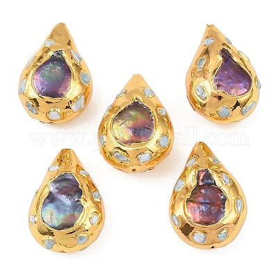 Бусины из натурального окрашенного жемчуга и натурального ларимара KK-H516-15G-1