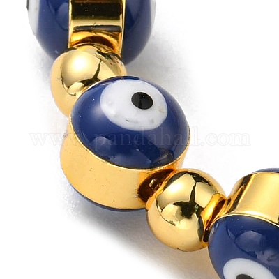 Браслет-слайдер с эмалевыми звеньями и цепочками от сглаза BJEW-G675-02G-01-1