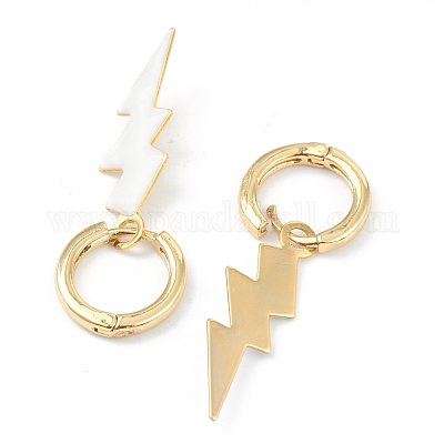 Серьги-кольца Huggie из латуни с эмалью EJEW-L234-060G-1