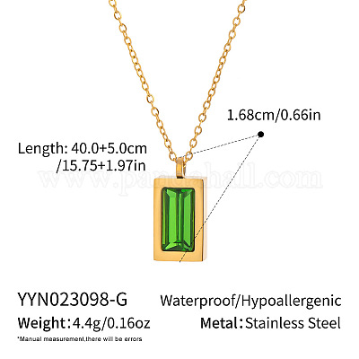 Женские прямоугольные кулоны с подвесками из нержавеющей стали 304 с паве из кубического циркония PO5474-2-1