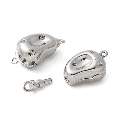 Покрытие стойки латунь микро паве прозрачный кубический цирконий застежки коробки KK-U052-18P-1