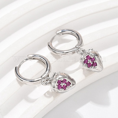 Латунные кубических серьги циркония обруч EJEW-Q015-01P-E-1