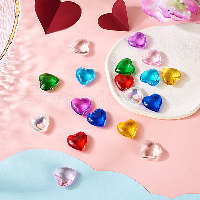 18 шт. подвески в виде сердечек из стекла 9 цветов GLAA-TA0003-29-1