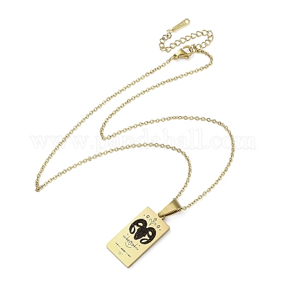 Прямоугольное ожерелье из нержавеющей стали 304 с черной эмалью и подвеской в виде созвездия NJEW-I128-01B-1