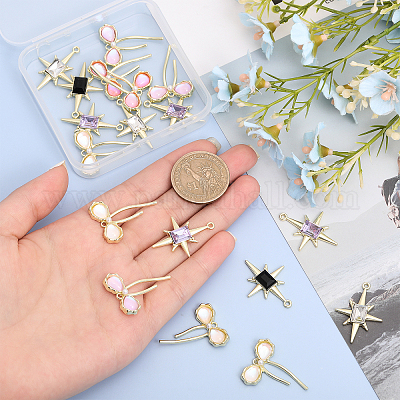 24 шт. 6 стиля подвески из сплава смолы и подвески из сплава стекла FIND-CA0007-40-1