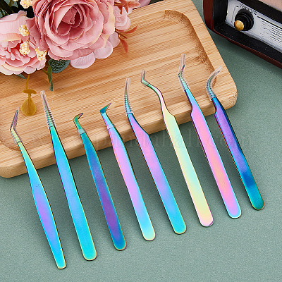 8 шт. 8 стиля 430 нержавеющая сталь пинцет-зажим для ресниц TOOL-FH0001-57-1